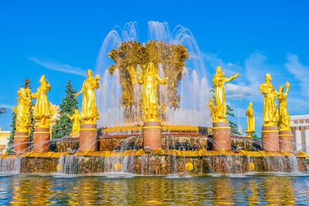 Fountain Friendship of nations, Moscow, Russia, Europeのeditorial素材