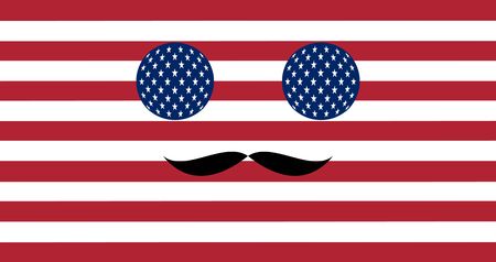 Icon in colors of the American flag with mustachesのイラスト素材