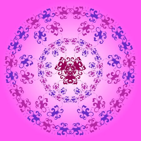 Abstract floral purple pattern on pink backgroundのイラスト素材