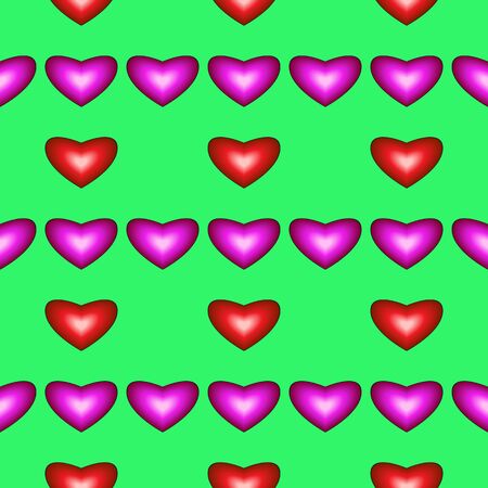 Seamless pattern with hearts on green backgroundのイラスト素材
