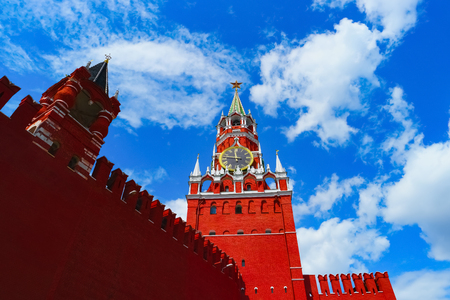 Moscow Kremlin on blue sky background, Russiaのeditorial素材