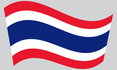Flag of Thailand waving on gray backgroundのイラスト素材