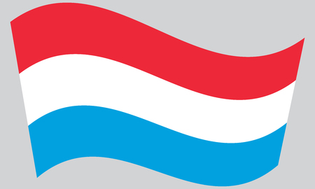 Flag of Luxembourg waving on gray backgroundのイラスト素材