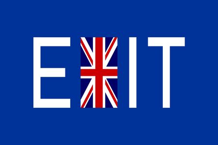 Brexit concept. Flag of United Kingdom with word Exit.のイラスト素材