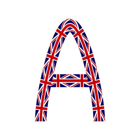 Letter A made from United Kingdom flags on white backgroundのイラスト素材