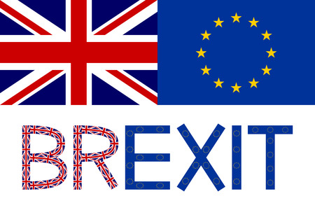 Brexit concept. Flags of Europe and United Kingdom with word Brexit.のイラスト素材
