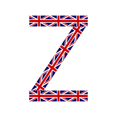 Letter Z made from United Kingdom flags on white backgroundのイラスト素材