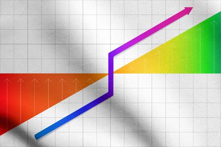 Graph showing business progress on grid background. Detailed fabric texture.の写真素材