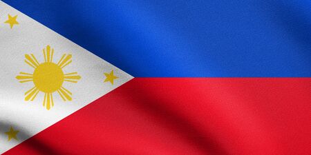 Flag of the Philippines waving in the wind with detailed fabric texture. Philippine national flag.の写真素材