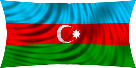 Flag of Azerbaijan waving in wind isolated on white background. Azerbaijani national flag. Patriotic symbolic design. 3d rendered illustrationの写真素材