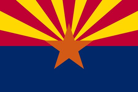 Flag of the US state of Arizona in correct size, proportions and colors. Accurate dimensions. Arizonian official symbol. American patriotic element. USA banner. United States of America background. Vector illustrationのイラスト素材