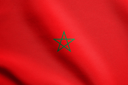 Moroccan national official flag. African patriotic symbol, banner, element, background. Flag of...