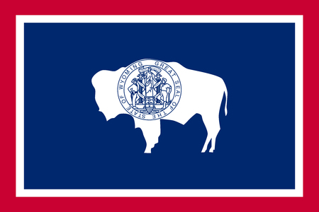 Wyomingite official flag, symbol. American patriotic element. USA banner. United States of America background. Flag of the US state of Wyoming in correct size, proportions, colors, vector illustrationのイラスト素材