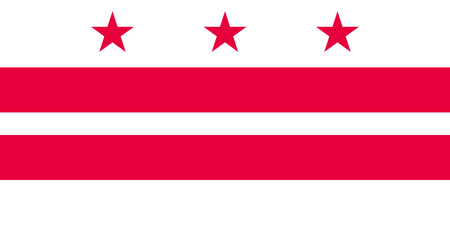 Washington, D.C. official flag, symbol. American patriotic element. USA banner. United States of America background. Flag of the District of Columbia in correct size and colors, vector illustrationのイラスト素材