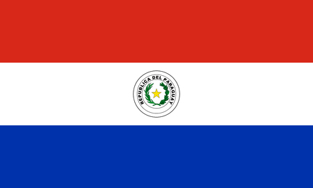 Paraguayan national official flag. Patriotic symbol, banner, element, background. Accurate dimensions. Flag of Paraguay in correct size and colors, vector illustrationのイラスト素材