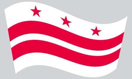 Washington, D.C. official flag, symbol. American patriotic element. USA banner. United States of America background. Flag of the District of Columbia waving on gray background, vectorのイラスト素材