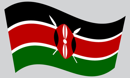 Kenyan national official flag. African patriotic symbol, banner, element, background. Correct colors. Flag of Kenya waving on gray background, vectorのイラスト素材