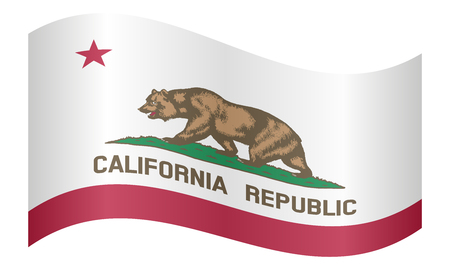 Californian official flag, symbol. American patriotic element. USA banner. United States of America background. Flag of the US state of California waving on white background, vectorのイラスト素材