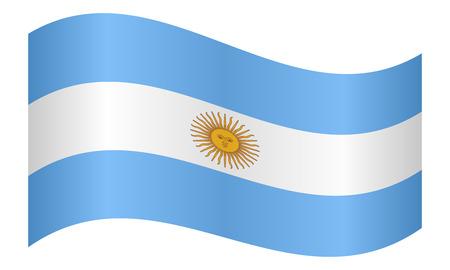 Argentinian national official flag. Argentine Republic patriotic symbol, banner, element, background. Flag of Argentina waving on white background, vector illustrationのイラスト素材