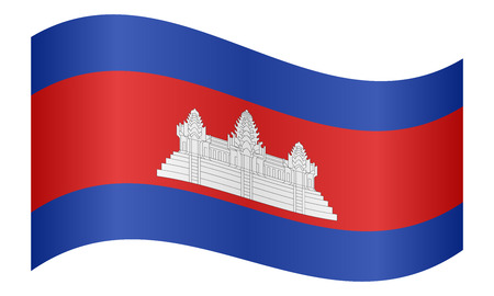Cambodian national official flag. Patriotic symbol, banner, element, background. Correct colors. Flag of Cambodia waving on white background, vector illustrationのイラスト素材