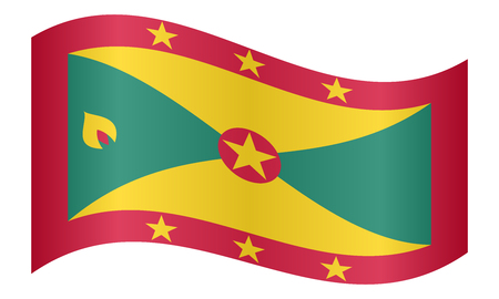 Grenadian national official flag. Patriotic symbol, banner, element, background. Correct colors. Flag of Grenada waving on white background, vector illustrationのイラスト素材