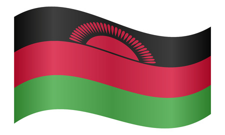 Malawian national official flag. African patriotic symbol, banner, element, background. Correct colors. Flag of Malawi waving on white background, vector illustrationのイラスト素材