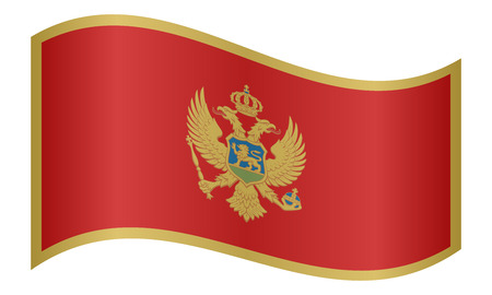 Montenegrin national official flag. Patriotic symbol, banner, element, background. Correct colors. Flag of Montenegro waving on white background, vector illustrationのイラスト素材