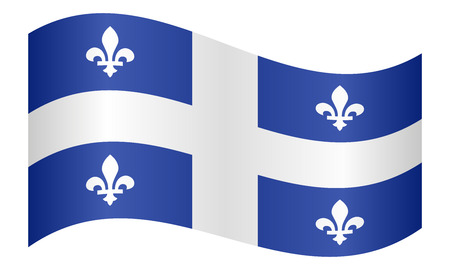 Canadian provincial flag, QC patriotic element and official symbol. Canada Quebec banner and background. Correct colors. Flag of the Canadian province of Quebec waving on white background, vectorのイラスト素材