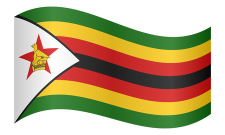 Zimbabwean national official flag. African patriotic symbol, banner, element, background. Correct colors. Flag of Zimbabwe waving on white background, vector illustrationのイラスト素材