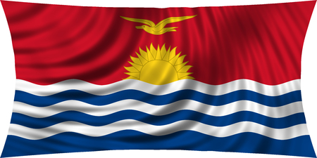 Kiribati national official flag. Patriotic symbol, banner, element, background. Correct colors. Flag of Kiribati waving, isolated on white, 3d illustrationの写真素材