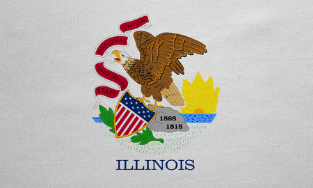 Flag of the US state of Illinois. American patriotic element. USA banner. United States of America symbol. Illinoisan official flag, real detailed fabric texture, illustration. Accurate size, colorsの写真素材