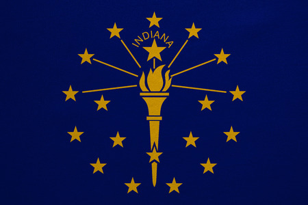 Flag of the US state of Indiana. American patriotic element. USA banner. United States of America symbol. Indianian official flag with real detailed fabric texture, illustration. Accurate size, colorsの写真素材
