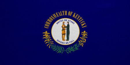 Flag of the US state of Kentucky. American patriotic element. USA banner. United States of America symbol. Kentuckian official flag, real detailed fabric texture, illustration. Accurate size, colorsの写真素材