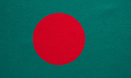 Bangladeshi national official flag. Patriotic symbol, banner, element, background. Correct colors. Flag of Bangladesh with real detailed fabric texture, accurate size, illustrationの写真素材