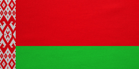 Belarusian national official flag. Patriotic symbol, banner, element, background. Correct colors. Flag of Belarus with real detailed fabric texture, accurate size, illustrationの写真素材