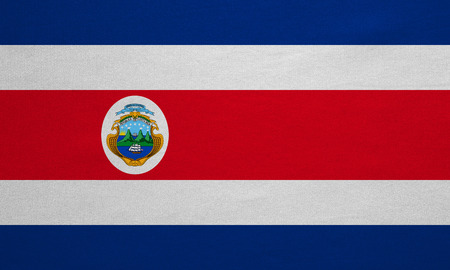 Costa Rican national official flag. Patriotic symbol, banner, element, background. Correct colors. Flag of Costa Rica with real detailed fabric texture, accurate size, illustrationの写真素材
