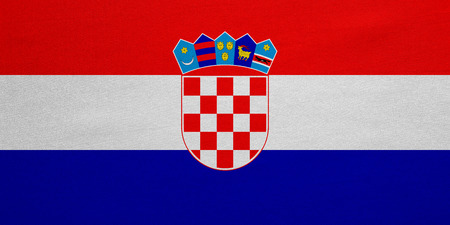 Croatian national official flag. Patriotic symbol, banner, element, background. Correct colors. Flag of Croatia with real detailed fabric texture, accurate size, illustrationの写真素材