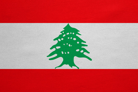 Lebanese national official flag. Patriotic symbol, banner, element, background. Correct colors. Flag of Lebanon with real detailed fabric texture, accurate size, illustrationの写真素材