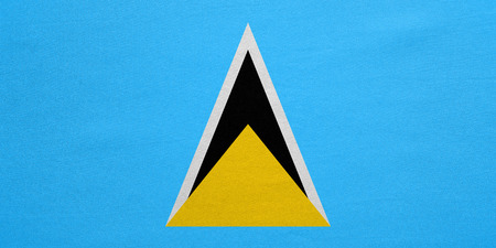 Saint Lucian national official flag. Patriotic symbol, banner, element, background. Correct colors. Flag of Saint Lucia with real detailed fabric texture, accurate size, illustrationの写真素材