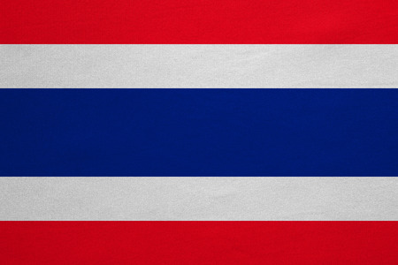 Thai national official flag. Patriotic symbol, banner, element, background. Correct colors. Flag of Thailand with real detailed fabric texture, accurate size, illustrationの写真素材