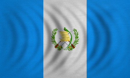 Guatemalan national official flag. Patriotic symbol, banner, element, background. Correct colors. Flag of Guatemala wavy with real detailed fabric texture, accurate size, illustrationの写真素材