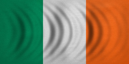 Irish national official flag. Patriotic symbol, banner, element, background. Correct colors. Flag of Ireland wavy with real detailed fabric texture, accurate size, illustrationの写真素材