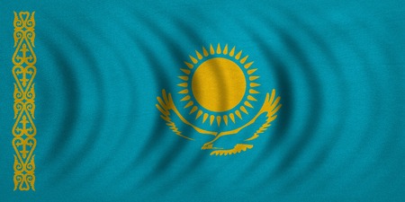 Kazakhstani national official flag. Patriotic symbol, banner, element, background. Correct colors....