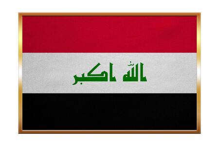 Iraqi national official flag. Irak patriotic symbol, element, background. Iraki banner. Correct...