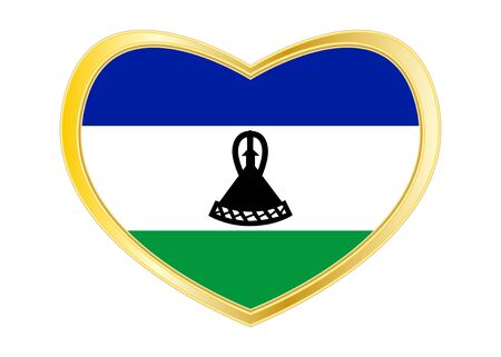 Lesotho national official flag. Basotho African patriotic symbol, banner, element. Correct colors. Flag of Lesotho in heart shape isolated on white background.のイラスト素材