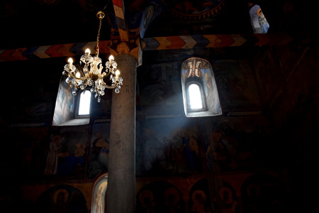 Two windows and the chandelier