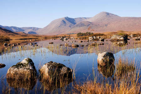 a horizontal image of Rannoch Moor in the Highlands of Scotlandの写真素材