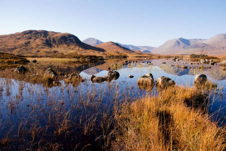 a horizontal image of Rannoch Moor in the Highlands of Scotlandの写真素材