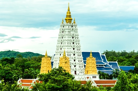 Temple and Pagoda in forest at Thailandの写真素材