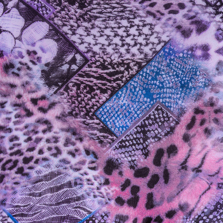 texture of print fabric striped leopard and flower for background
